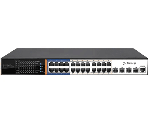 Secureye Layer 3 Poe Swicth 24port (Managed with Poe L3) + 4 (SFP Giga) – S-24GE-M-4UF-370W-AI-VLAN-L3-POE