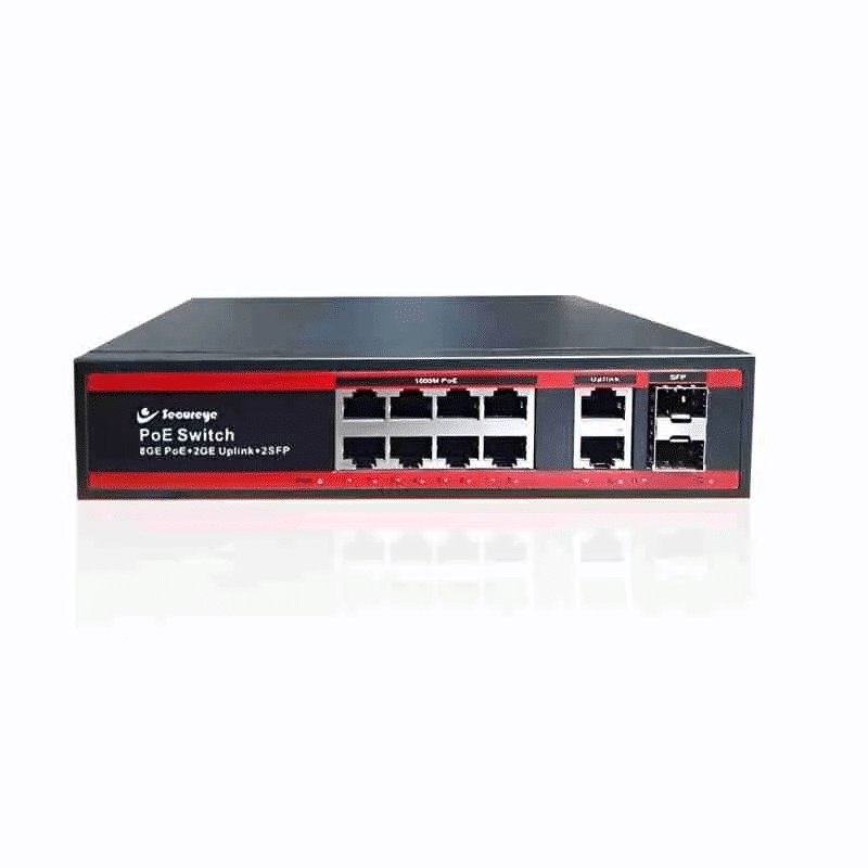 Secureye 8Port POE Switch (10/100) + 2 (10/100/1000) – S-8FE-2GE-LD-NB